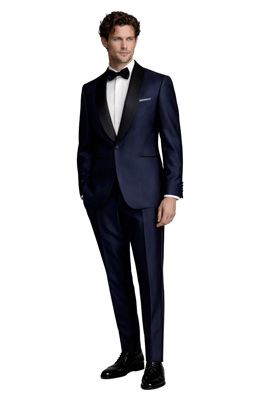 Gent Row Super 150's Tuxedo with Shawl Lapel Collar in Blue