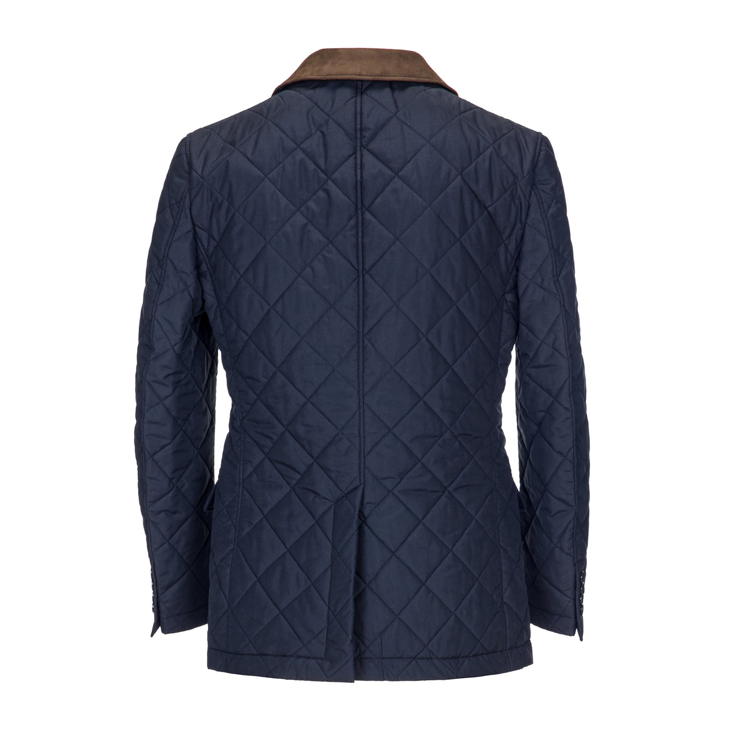 Fine Diamond Stitch Quilted Jacket with Alcantara Suede Collar in Navy