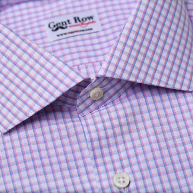 Gent Row Peach & Blue Check Button Down Shirt