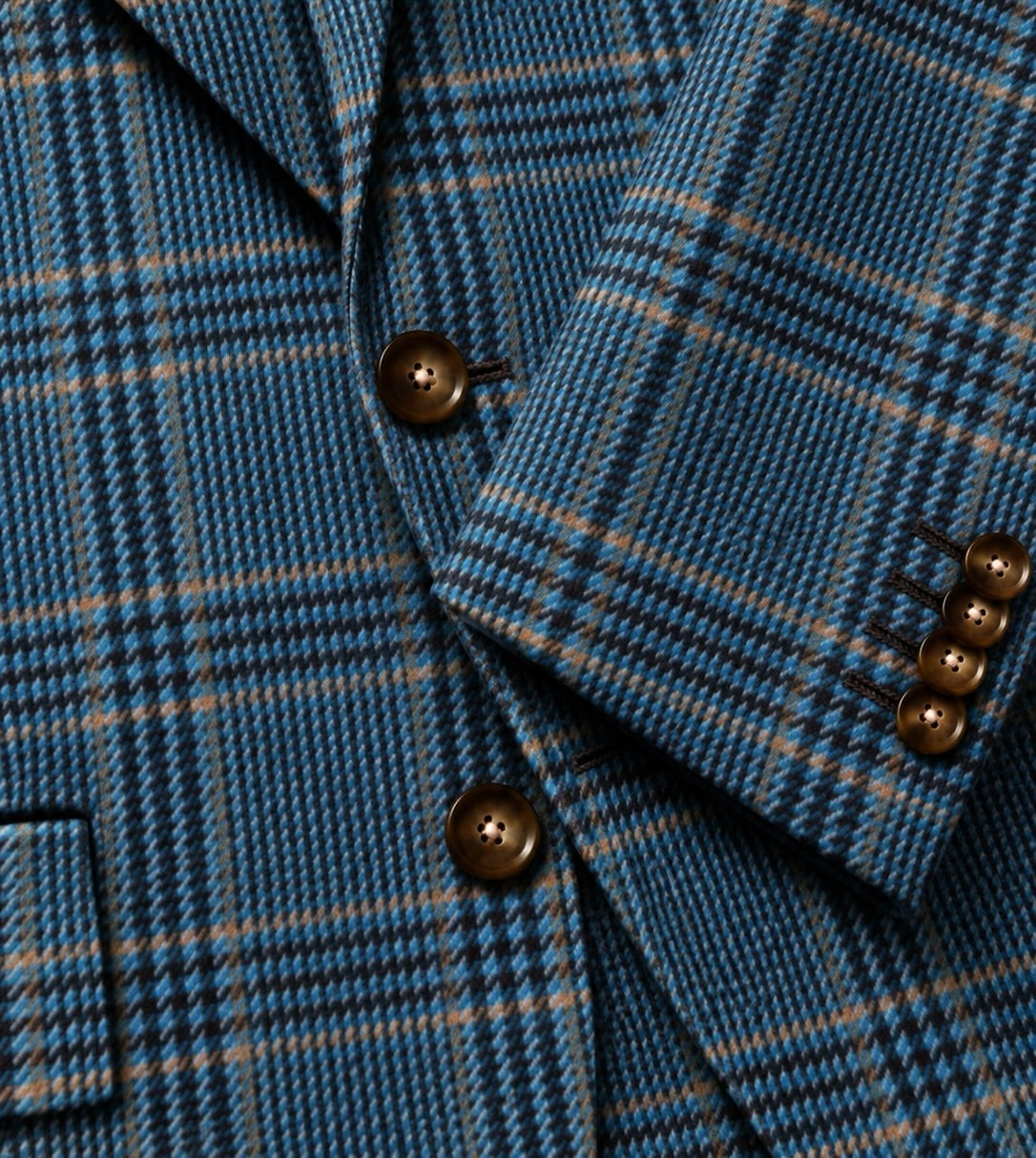 Gent Row 100% Alpaca Blue Glenn Plaid Sport Coat