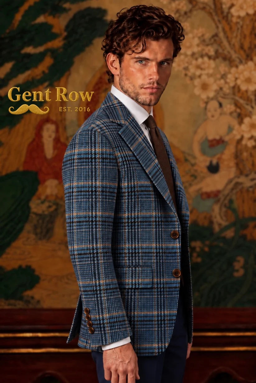 DESIGN CARD | Gent Row 100% Alpaca Blue Glenn Plaid Sport Coat