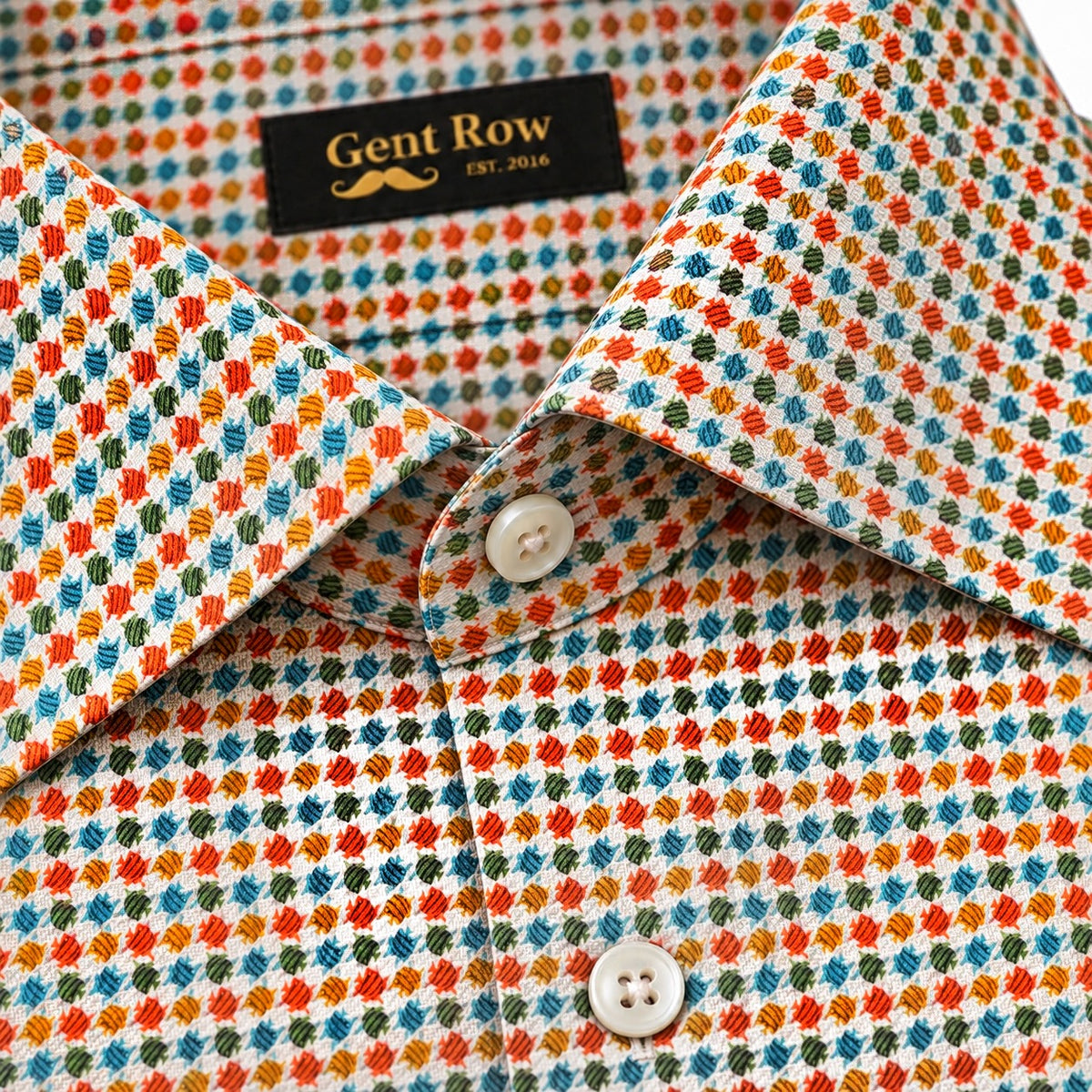 Gent Row Fish Print Seersucker Cotton in Multicolor