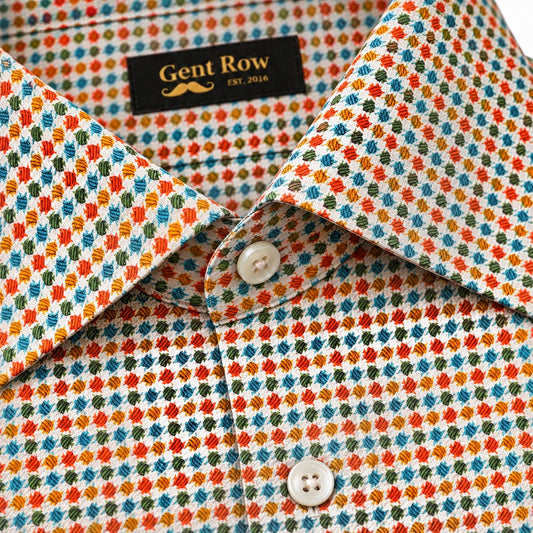 Gent Row Fish Print Seersucker Cotton in Multicolor