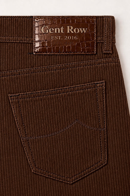 GENT ROW Cotton Pile Velvet Jeans in Chocolate Brown