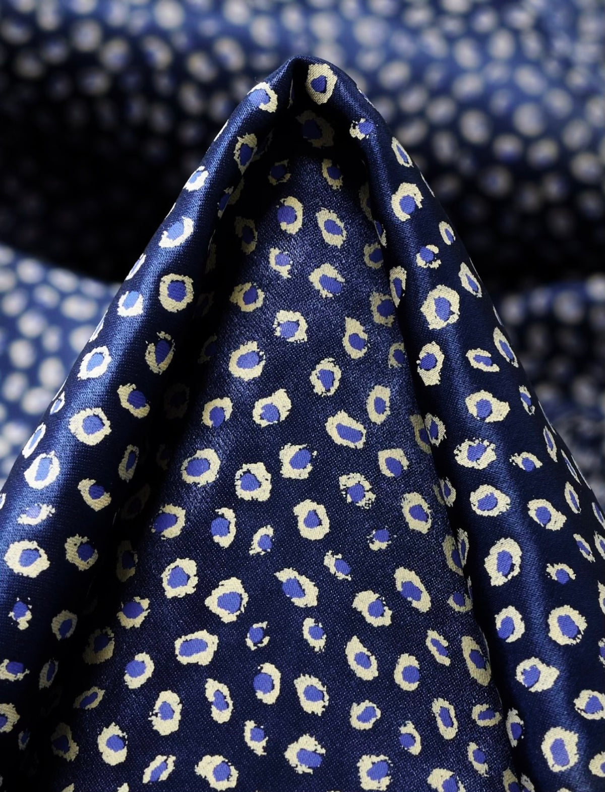Gent Row 100% Satin Silk Button Down in Floral Blue Print