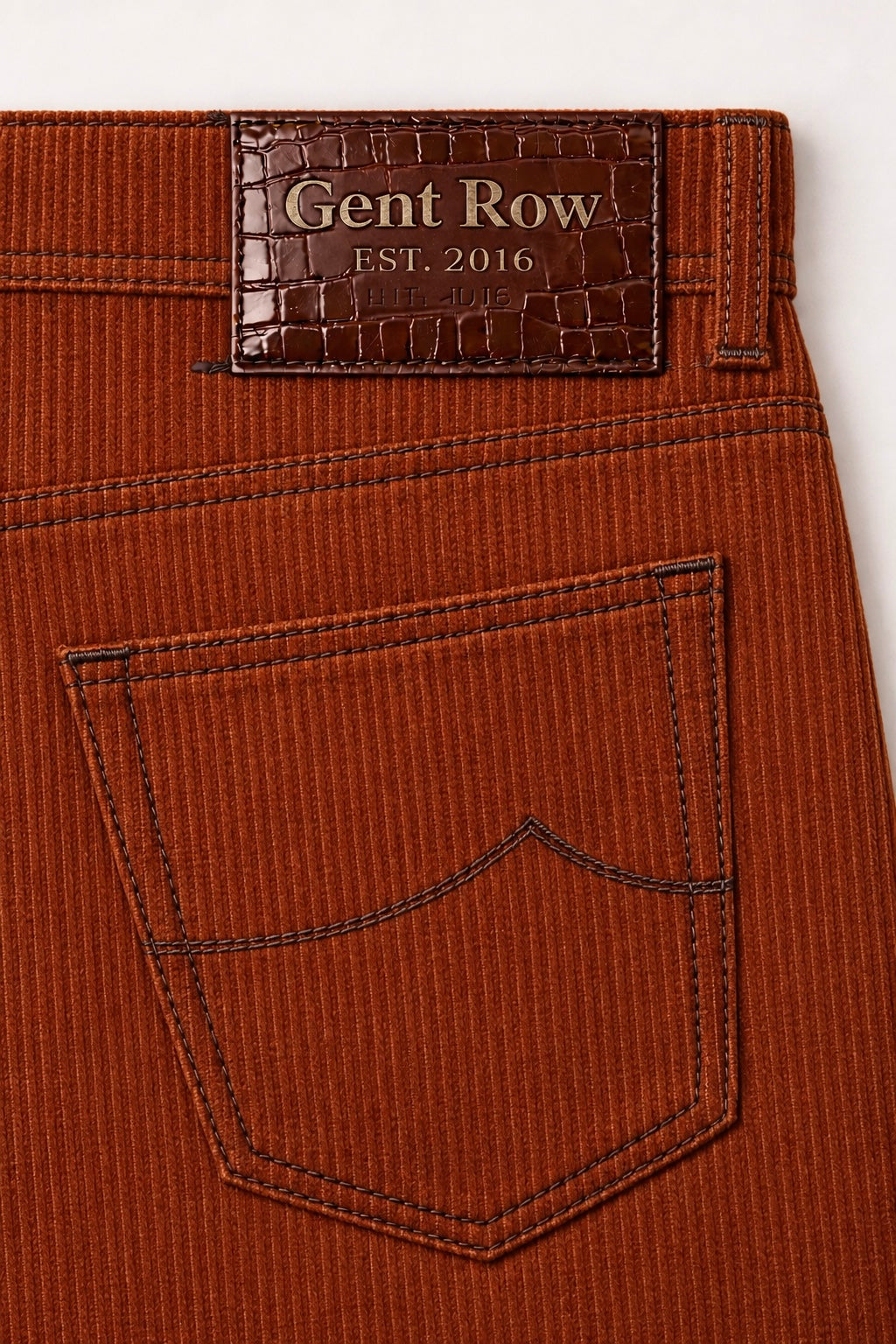 GENT ROW Cotton Pile Velvet Jeans in Rust Orange