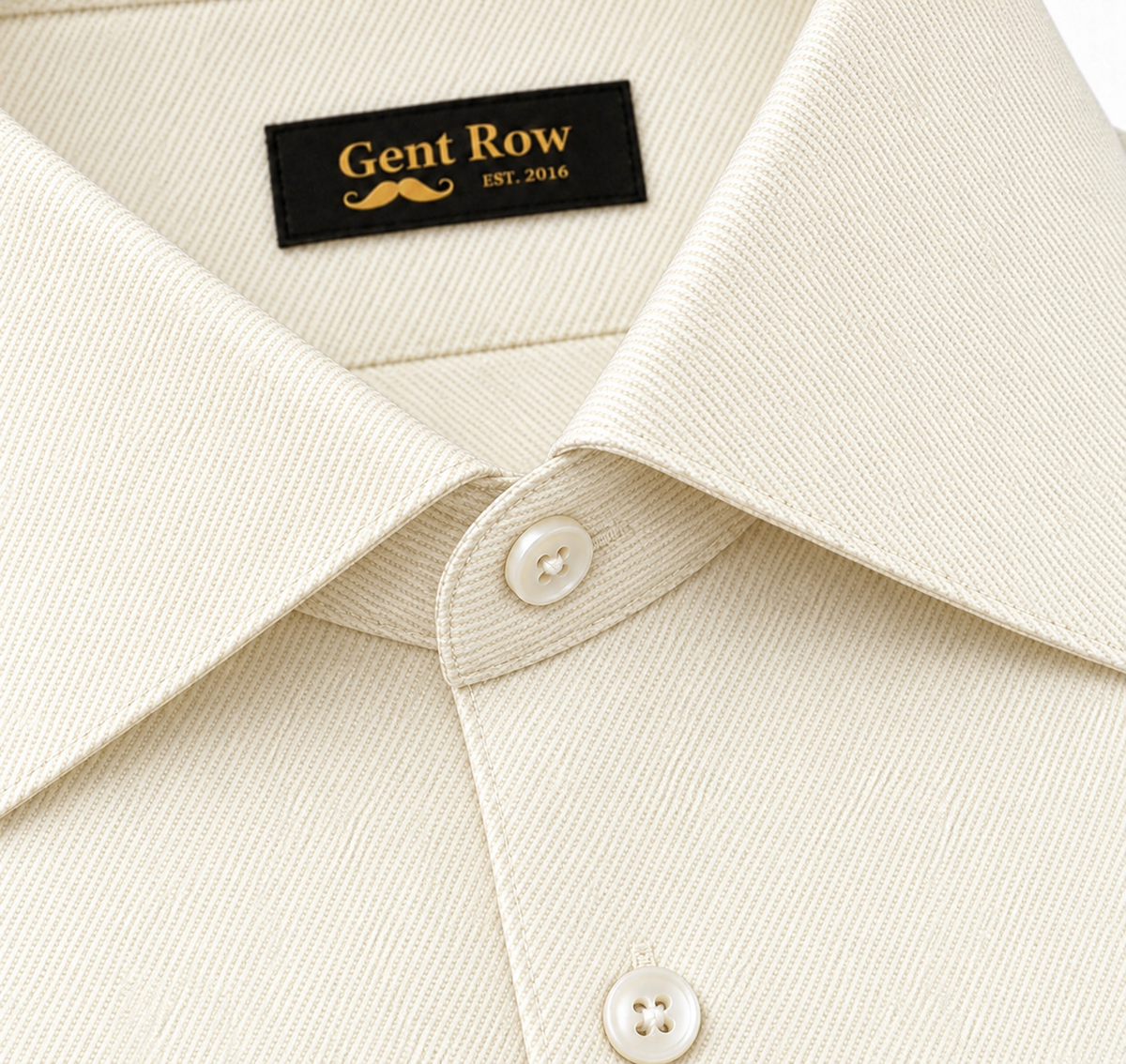 Gent Row Ecru Cotton Twill Button Down Shirt