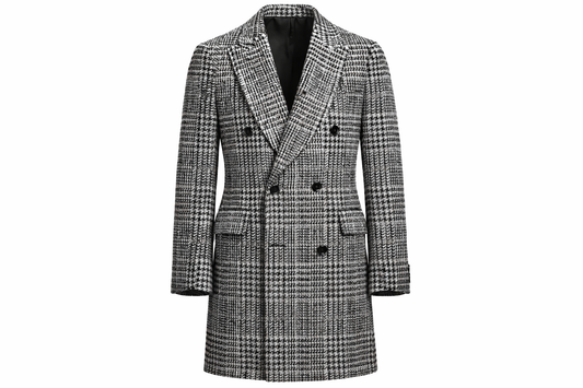 Gent Row Regency Plaid Overcoat in Black and White