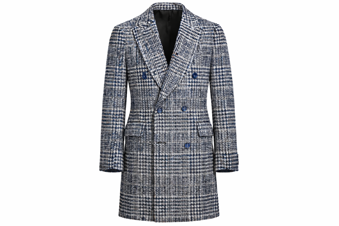 Gent Row Regency Plaid Overcoat in Blue and White