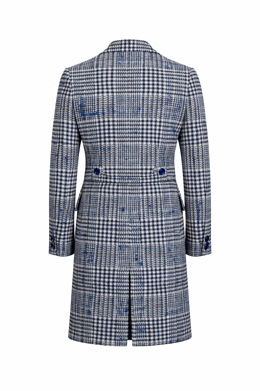 Gent Row Regency Plaid Overcoat in Blue and White