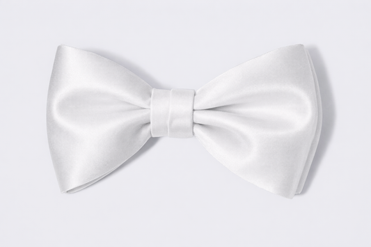 Gent Row Satin Pretied Bowtie in White