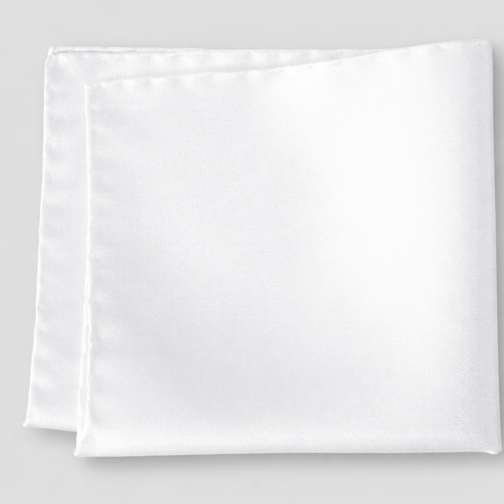 Gent Row Satin Pocket Square in White