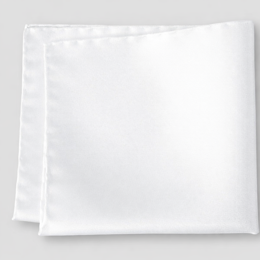 Gent Row Satin Pocket Square in White