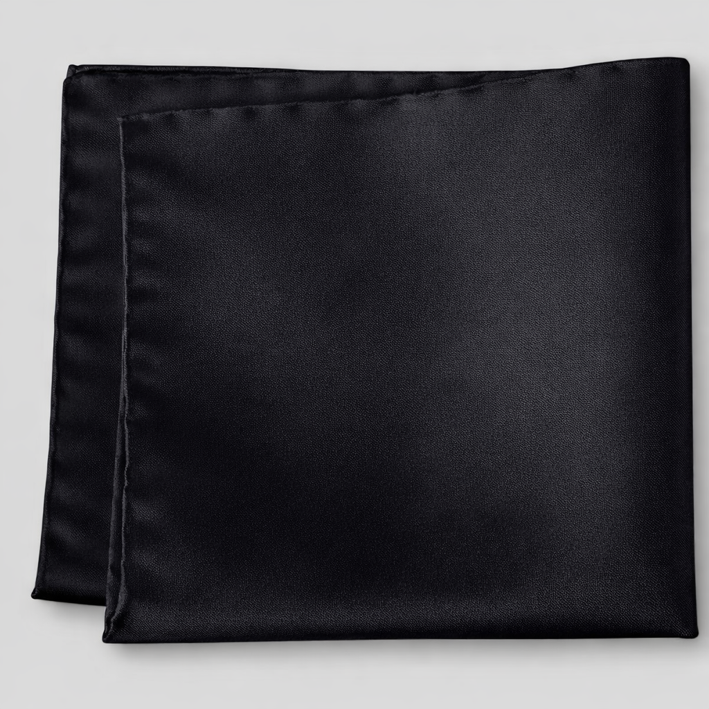 Gent Row Satin Pocket Square in Black