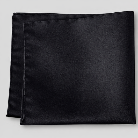 Gent Row Satin Pocket Square in Black