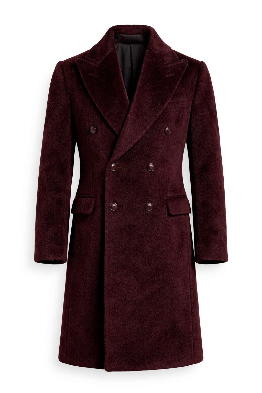 Gent Row Alpaca Overcoat in Burgundy