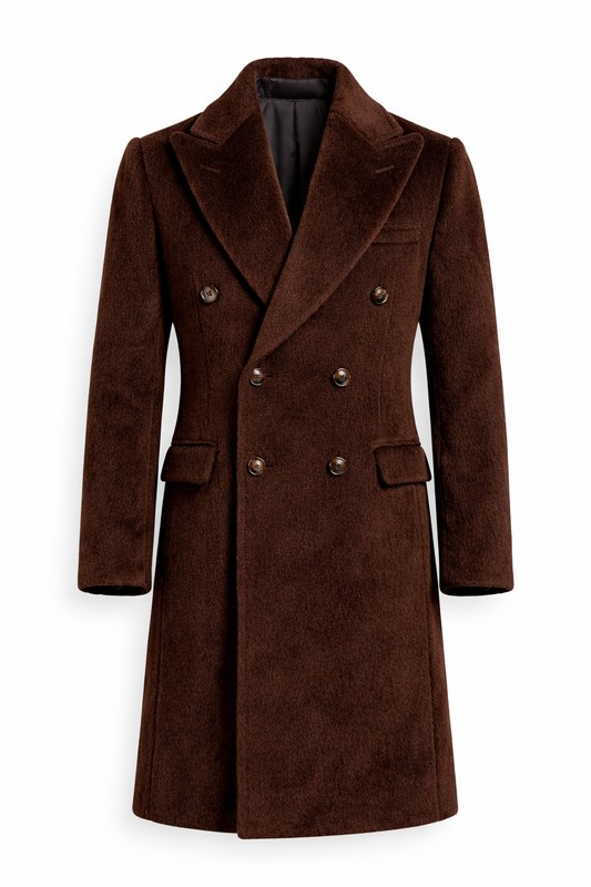 Gent Row Alpaca Overcoat in Chocolate Brown
