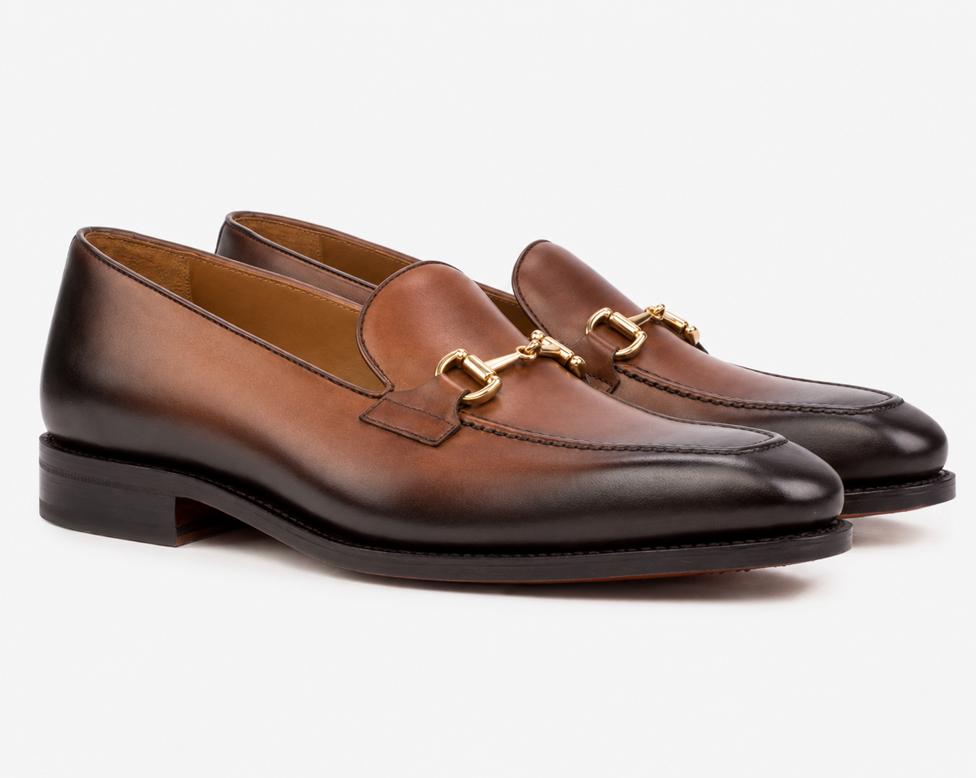 Gent Row Calf Leather Loafer with Hand Burnished Tip