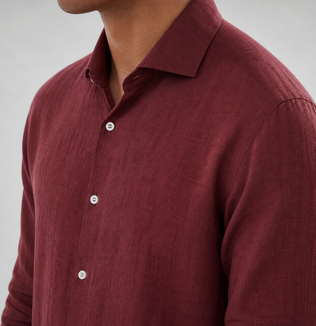 Gent Row Brick Red Tropical Linen Button Down Shirt
