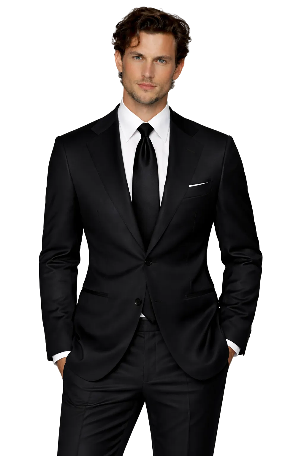 Gent Row Super 150's Black Twill Suit
