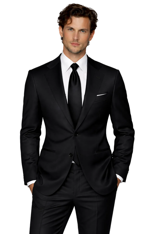 Gent Row Super 150's Black Twill Suit