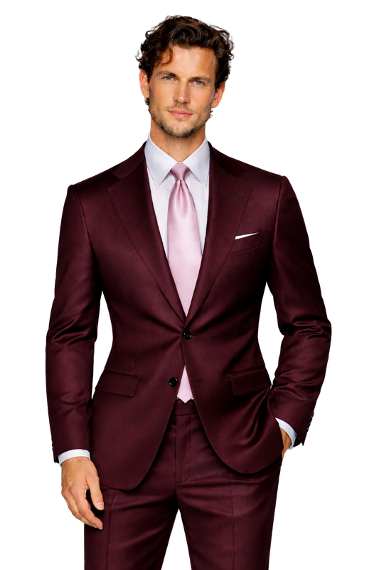 Gent Row Super 150's Burgundy Twill Suit