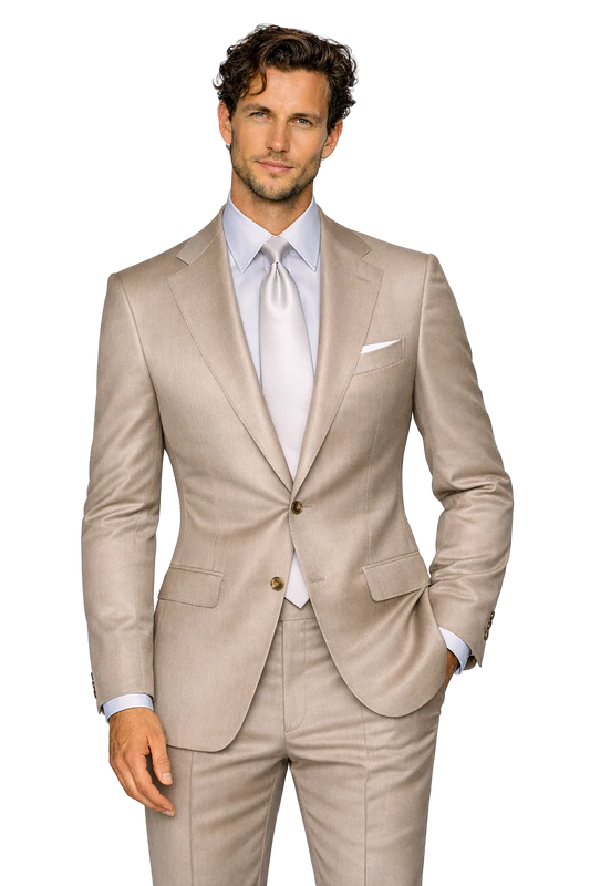 Gent Row Super 150's Bone Tan Twill Suit