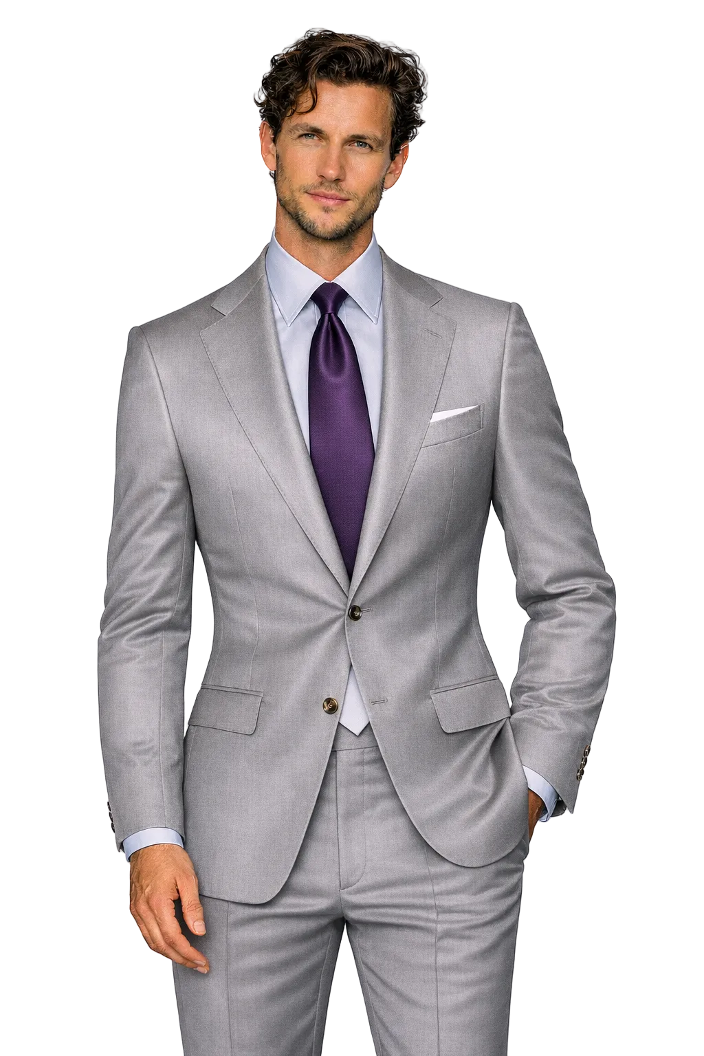 Gent Row Super 150's Sharkskin Light Grey Suit