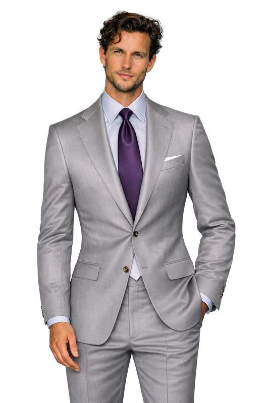 Gent Row Super 150's Sharkskin Light Grey Suit