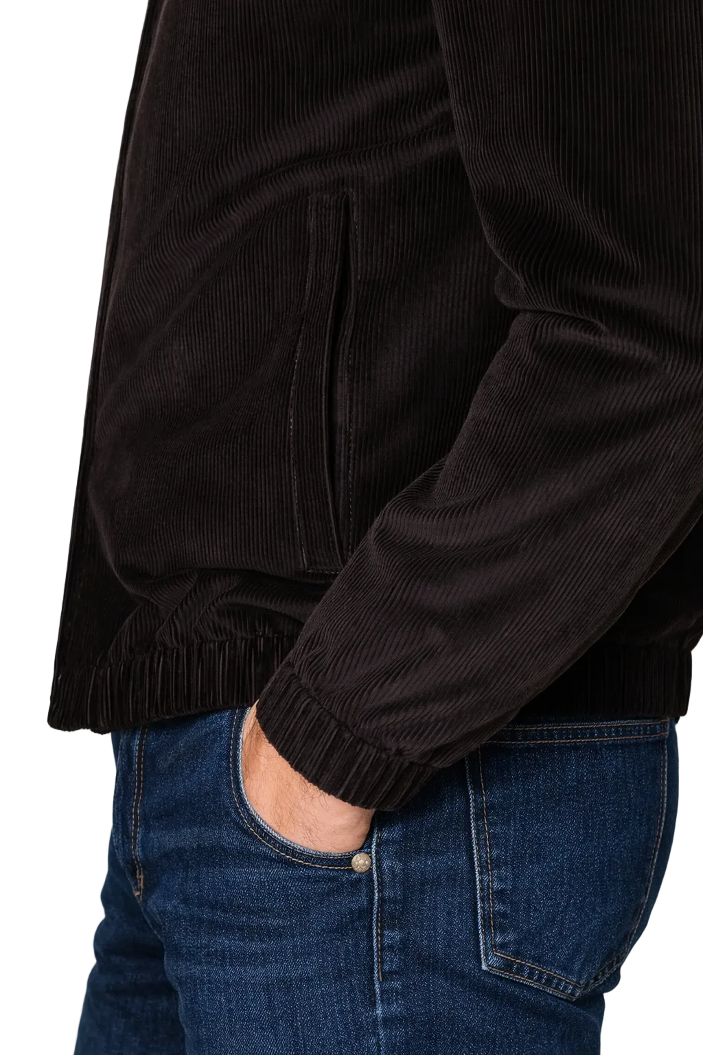 Fine Cotton Velour Corduroy Bomber Jacket in Grey