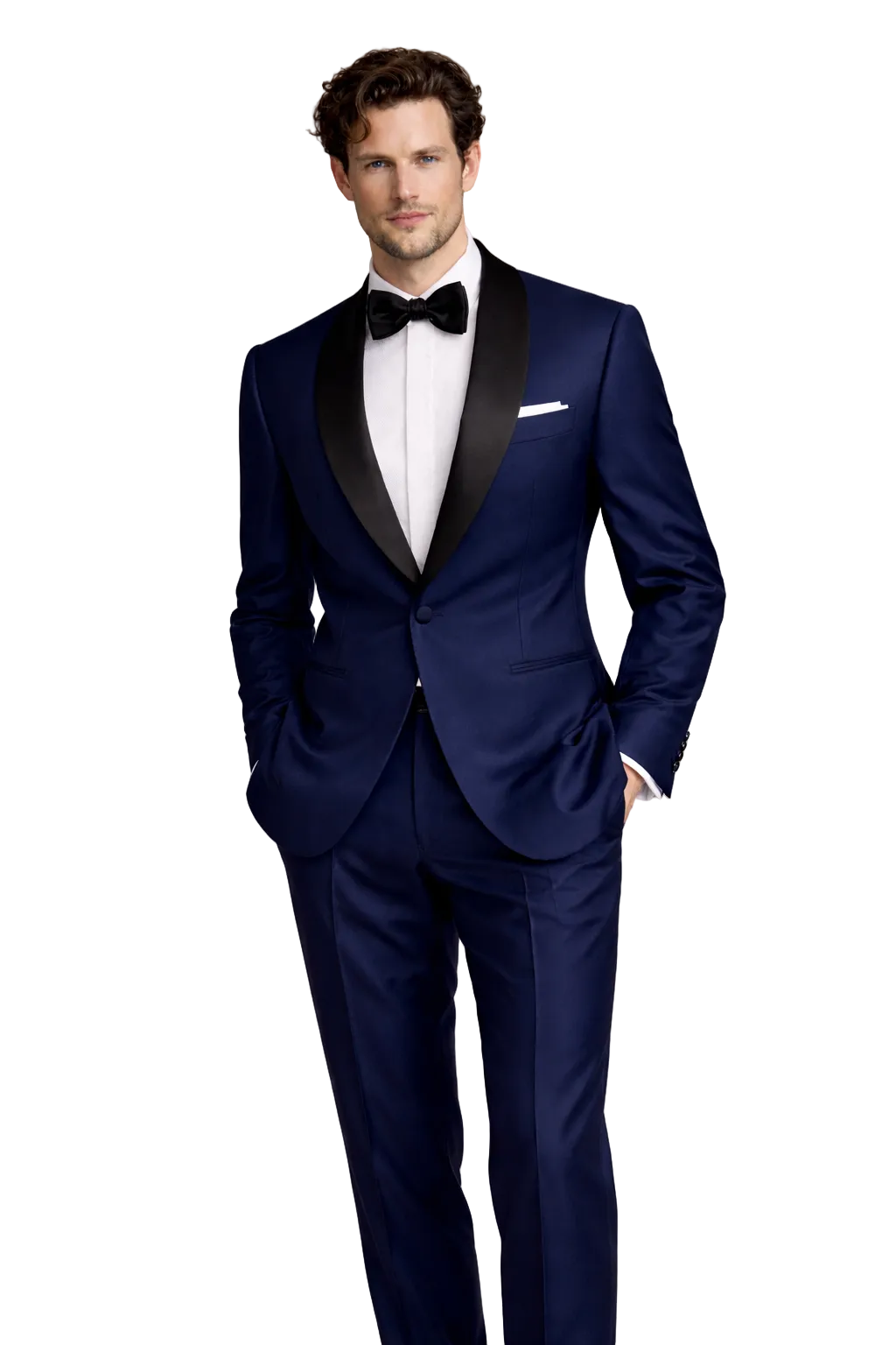 Gent Row Super 150's Tuxedo with Shawl Lapel Collar in Blue