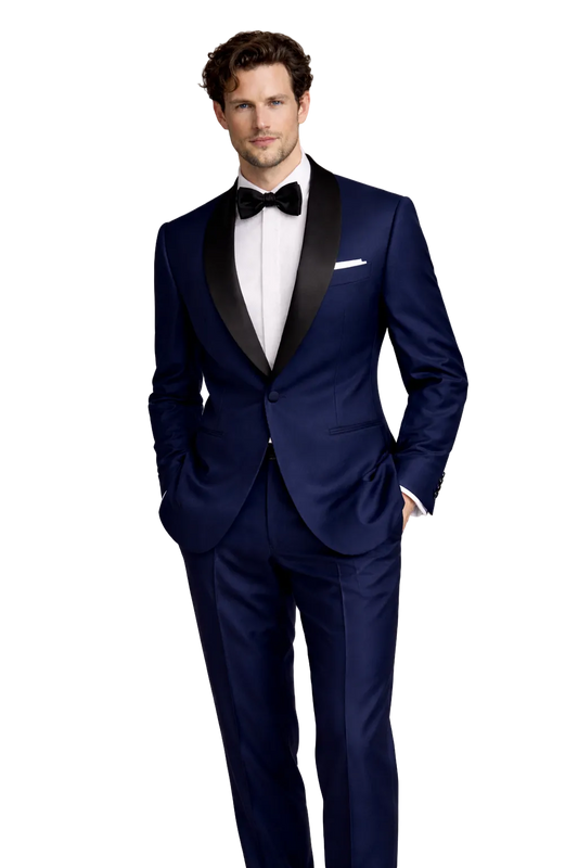 Gent Row Super 150's Tuxedo with Shawl Lapel Collar in Blue