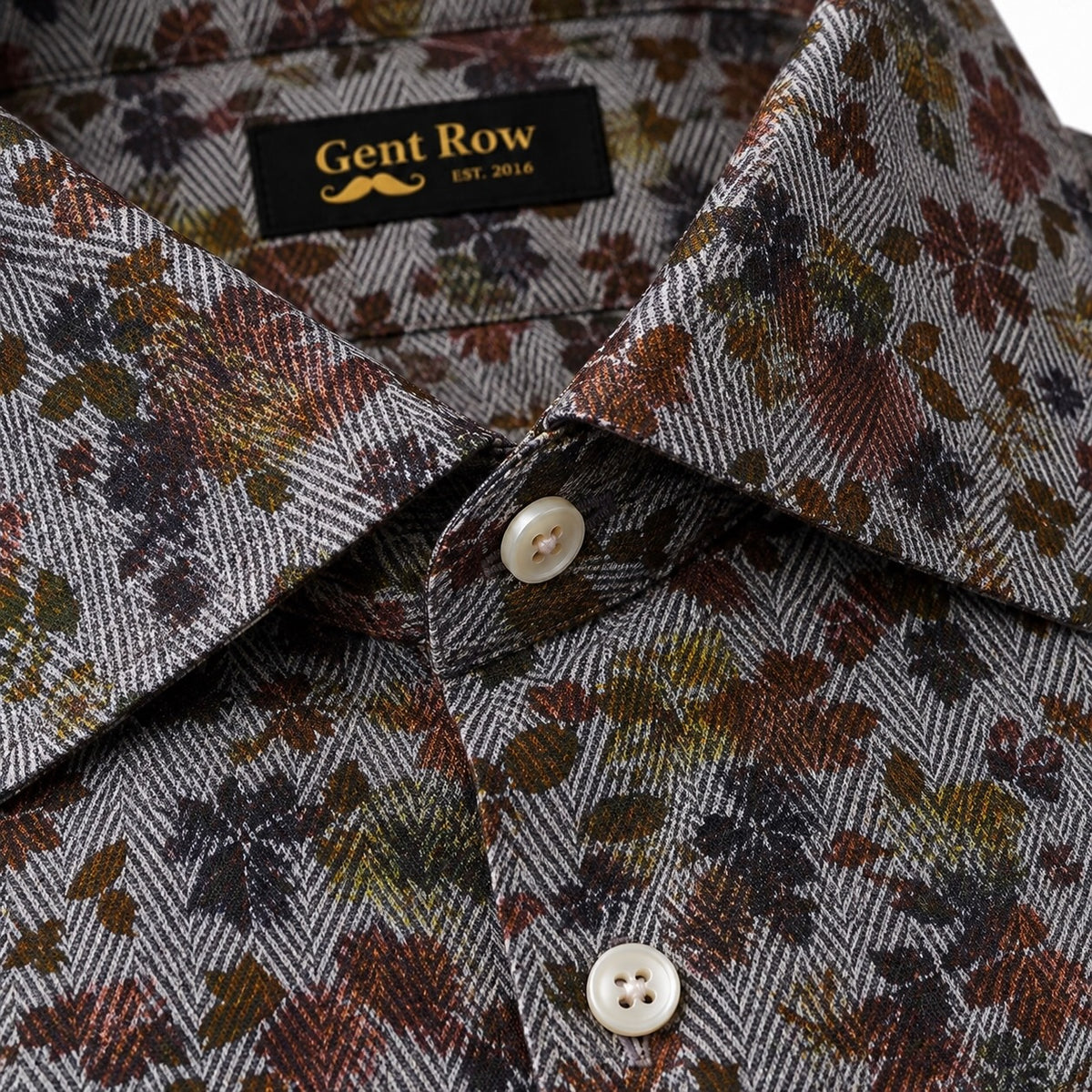 Gent Row Floral Fall Twill Cotton Button Down Shirt