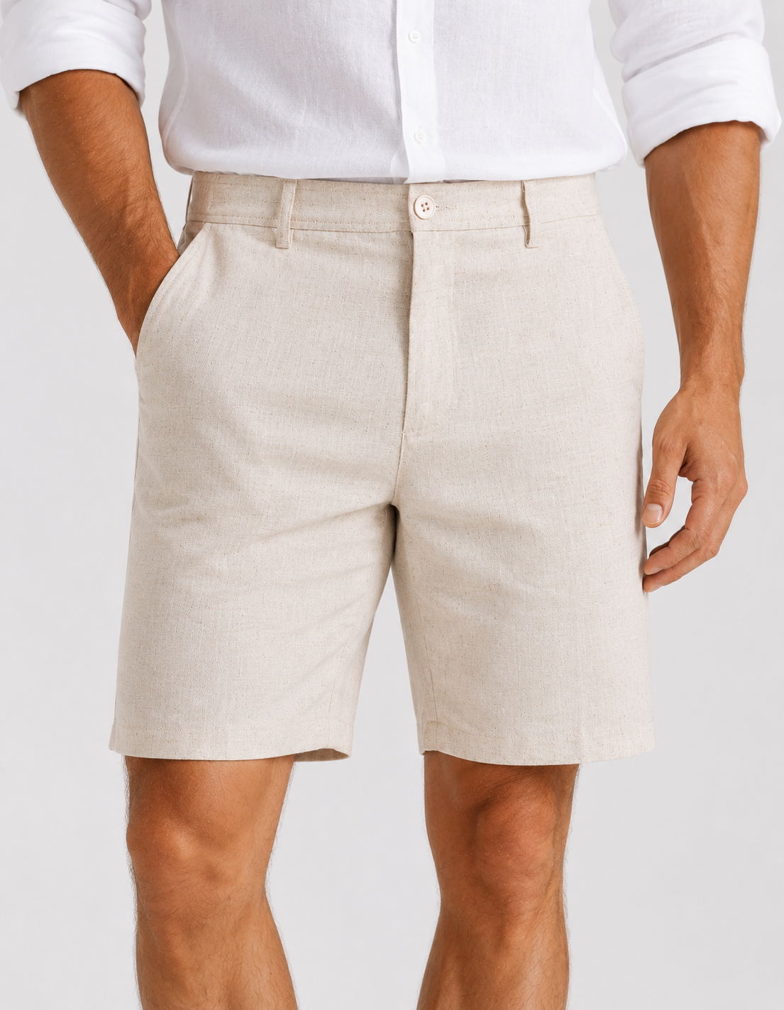 GENT ROW Washed Linen Bermuda Shorts