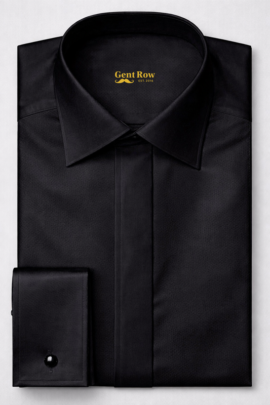 Gent Row Tuxedo Shirt in Black