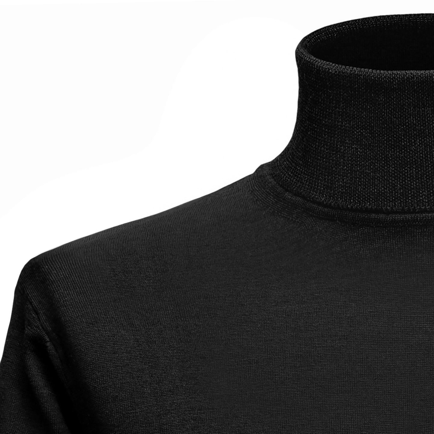 Gent Row Soft Merino Wool Turtle Neck Knit in Black