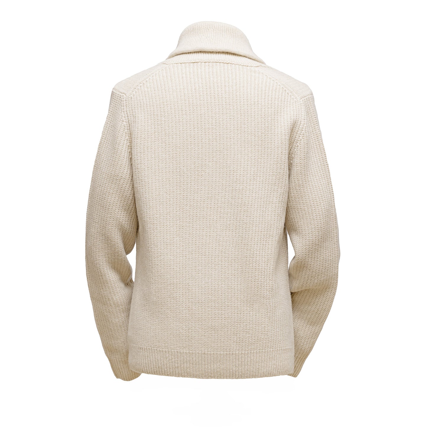 Gent Row Lambswool Shawl-Collar Cardigan in Cream