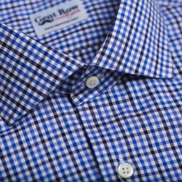 Gent Row Blue & Black Check Button Down Shirt